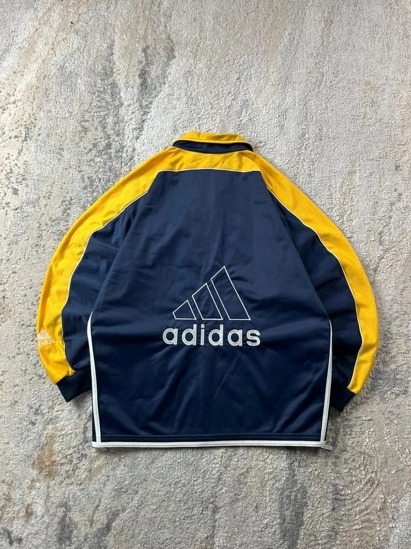 Vintage 90s adidas geborduurd logo marineblauw & geel ritssluiting trackjack maat – photo 8